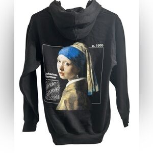 Girl With the Pearl Earring Vermeer Black Hooded Sweatshirt size Small